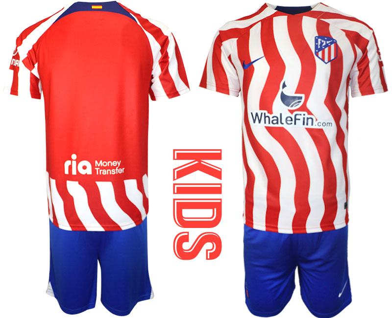 Youth 2023-2024 Club Atletico Madrid home soccer jersey